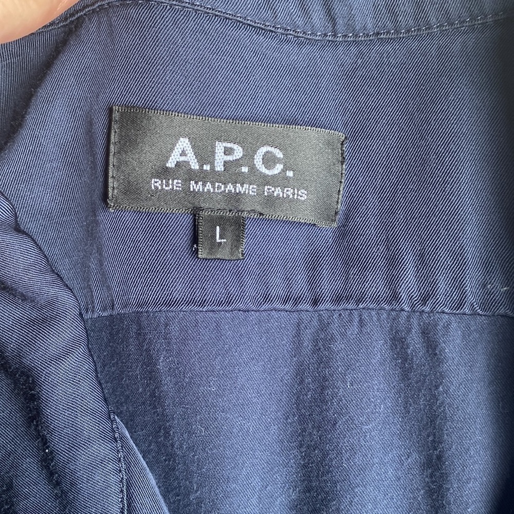 A.P.C. Navy Button Down Romper Shorts Playsuit, size L - Picture 4 of 8